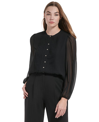 Женская блуза на пуговицах со складками спереди Calvin Klein