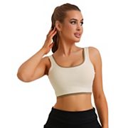 Women's Camisole Built-in Bra Padded Workout Fixed Integrated Cup Tanks Tops Underwear Allegra K