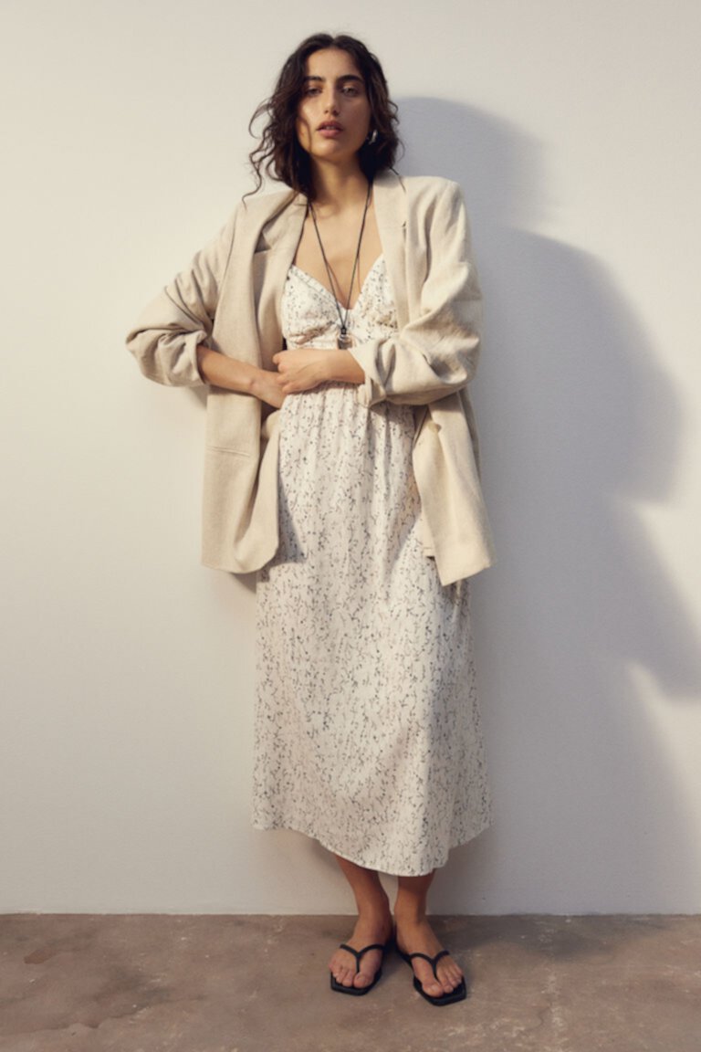 Linen-blend Strappy Dress H&M