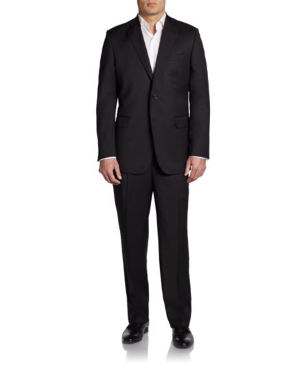 Однотонный шерстяной костюм классического кроя Saks Fifth Avenue