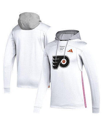 Мужской белый пуловер с капюшоном Philadelphia Flyers Refresh Skate Lace AEROREADY Adidas