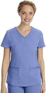 Healing Hands Women's Scrub Top V-Neck with 2 Pockets, 2-Way Stretch, and Yoga Knit Side Panels for Slim Fit 2245 Healing Hands