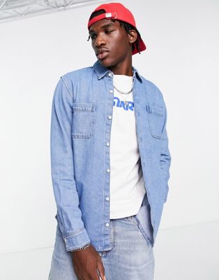 Светлая джинсовая рубашка Jack & Jones Essentials в винтажном стиле Jack & Jones