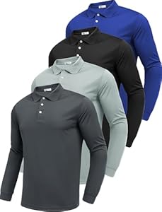 PINSPARK Long Sleeve Polo Shirts for Men Moisture Wicking Golf Shirts Quick Dry Work Hiking Casual Collared Shirt Pinspark