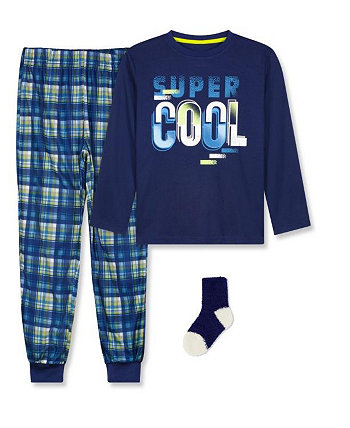 Топ с длинными рукавами, пижама и носки для маленьких мальчиков, комплект из 3 предметов Max & Olivia