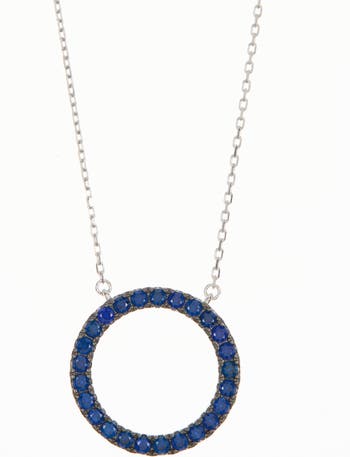 Ожерелье с подвеской в виде круга из стерлингового серебра и синего фианита Suzy Levian