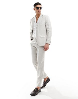 Selected Homme linen mix suit jacket in beige Selected