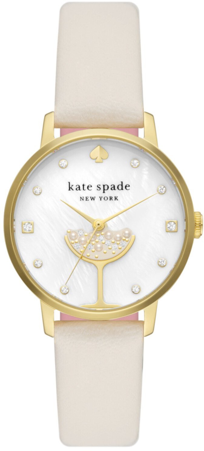 Кожаные часы Metro с тремя стрелками диаметром 34 мм — KSW1779 Kate Spade New York