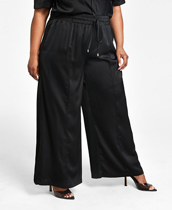 Модные атласные широкие брюки больших размеров с принтом Nina Parker