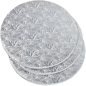 Juvale 3-Pack Cake Boards for Wedding, Baking, Cake Decorating Supplies, Silver Foil Corrugated Cardboard for Multi-Layer Cakes, Sturdy Base for Treats and Pizza - 12 Inch Silver Cake Board Set Juvale