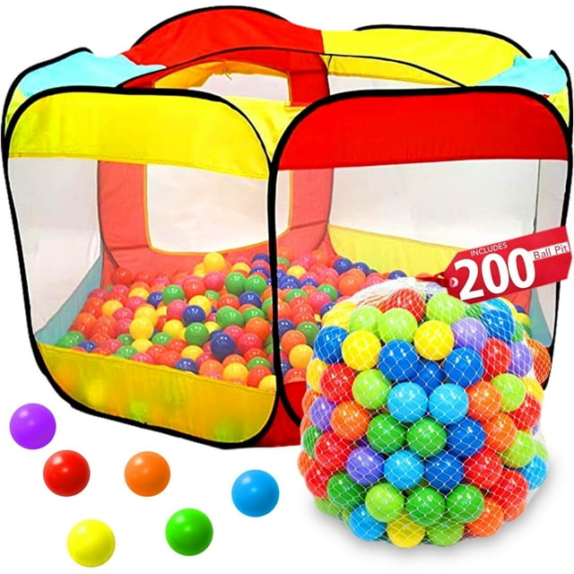 Kiddey Ball Pit Play Tent for Kids | Large Ball Pits for Toddlers and Babies | Indoor & Outdoor Foldable Baby Tent (200 Balls Included) Kiddzery