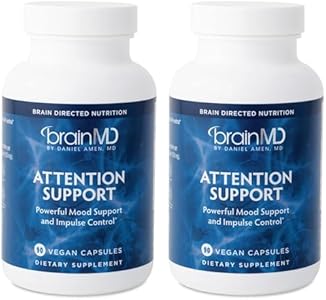 BRAINMD Dr Amen Attention Support - 90 Capsules - Promotes Mental Focus & Impulse Control - Gluten Free - 30 Servings BrainMD