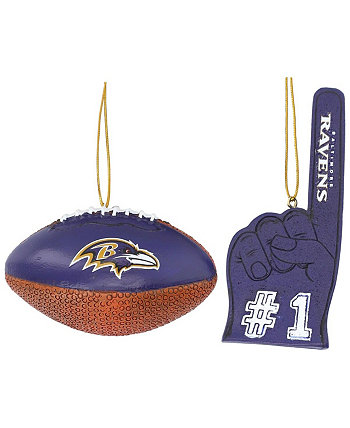 Два набора украшений для пальцев с изображением футбола и пенопласта The Baltimore Ravens Memory Company