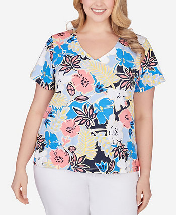 Plus Size Printed Essentials Short Sleeve Top HEARTS OF PALM