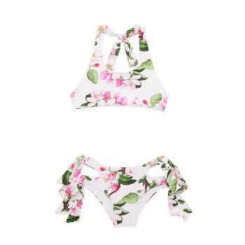 Little Girl's &amp; Girl's Cherry Blossom Side-Tie Two-Piece Submarine