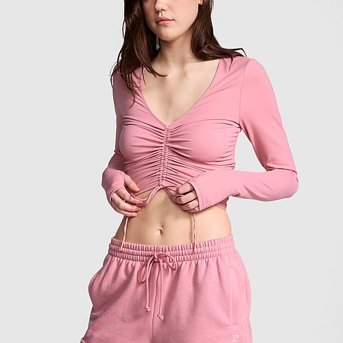 Ivy Fleece Rolled Hem Shorts Pink