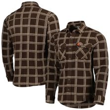 Мужская фланелевая куртка-рубашка на пуговицах Antigua Brown Cleveland Browns Industry Antigua