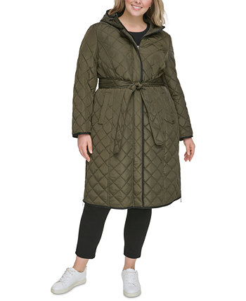 Женское Пальто Большого Размера с Капюшоном и Поясом DKNY DKNY