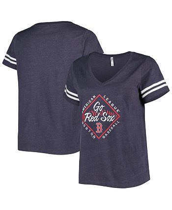 Женская темно-синяя футболка из джерси Boston Red Sox больших размеров с v-образным вырезом Soft As A Grape