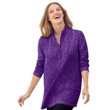 Woman Within Women's Plus Size French Terry Quarter-zip Sweatshirt Woman Within