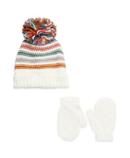 Детская шапка-бини с помпонами из двух частей &amp; Набор перчаток Capelli New York