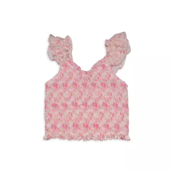 Girl's Floral Smocked Top Flowers By Zoe