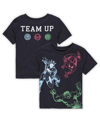 Черная футболка Marvel Team Up для мальчиков и девочек для малышей Mad Engine