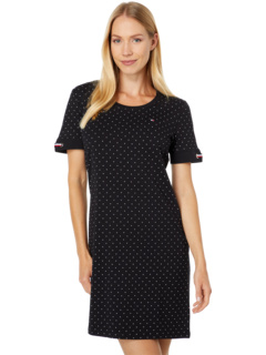 Платье-футболка с однотонными рукавами и люверсами в горошек Tommy Hilfiger