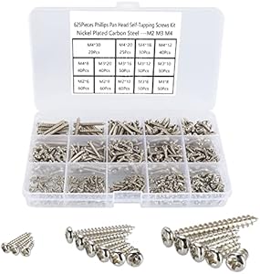 100 Pcs M5 x 12/16/20/30/40mm Phillips Flat Head Self Tapping Wood Screws, Black Carbon Steel, Cross Drive Sheet Metal Screws for Wood, Plastic and Soft Metal, Sharp Point Tip (20 Piececs/each) HanTof