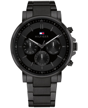 Мужские многофункциональные черные часы из нержавеющей стали, 43 мм Tommy Hilfiger