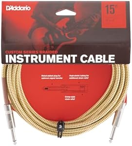 D'Addario Instrument Cable, 1/4", Tweed, 15 feet (PW-BG-15TW) Planet Waves