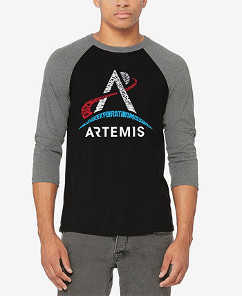 Мужская футболка NASA Artemis Logo Raglan Baseball Word Art LA Pop Art