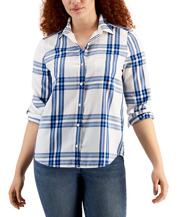 Women's Cotton Printed Button-Front Shirt, Created for Macy's Style & Co