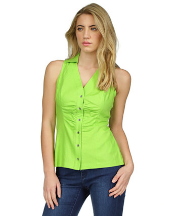 Women's Linen Sleeveless Button-Front Top, Regular & Petite Michael Kors