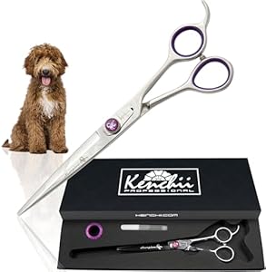 Kenchii Scorpion 7 Inch, Curved Grooming Scissors for Dogs and Pets - Premium Steel Scissors for Dog Grooming - Dog Shears Pet Grooming Accessories - Pet Hair Trimming Scissor Kenchii