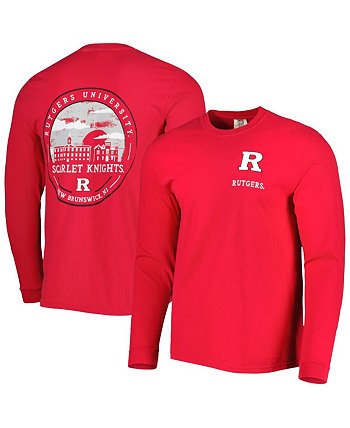 Мужская футболка с длинным рукавом Scarlet Rutgers Scarlet Knights Circle Campus Scene Image One