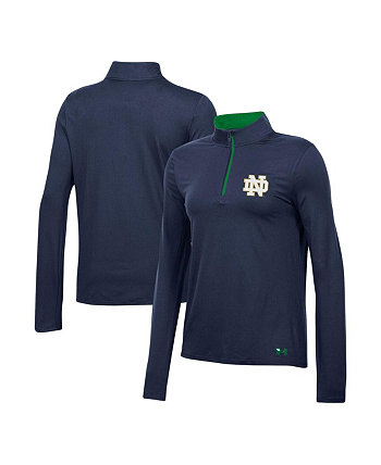 Женская темно-синяя футболка с молнией без четверти Notre Dame Fighting Irish Gameday Knockout Under Armour
