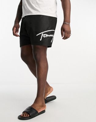 Черные шорты для плавания среднего размера с кулиской Tommy Hilfiger Big & Tall Tommy Hilfiger