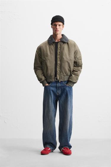 Мужской Бомбер Zara BOMBER JACKET WITH REMOVABLE COLLAR ZARA