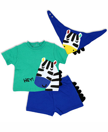 Футболка, шорты и комбинезон для новорожденных мальчиков Zebra, комплект из 3 предметов Lily & Jack