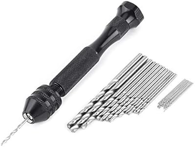 25 Pieces 0.3-3.6mm Grasp Range Chuck Hand Twist Drill with 25 HSS Drill Bits Wood Drilling Tool for Wood, Jewelry, Plastic, Miniature Keenso