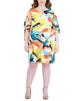 Платье прямого кроя с короткими рукавами и короткими рукавами больших размеров Sandra Darren