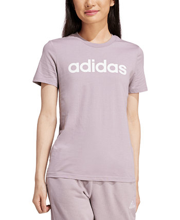 Женская хлопковая футболка с линейным логотипом Essentials Adidas