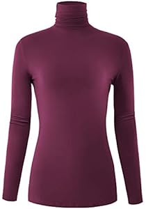 Женская Базовая Майка AUHEGN Long Sleeve Lightweight Turtleneck Top Pullover Casual Active Layer Tops Shirts AUHEGN