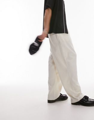 Белые широкие спортивные брюки со складками Topman TOPMAN
