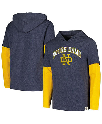 Big Boys Distressed Navy Notre Dame Fighting Irish 2-in-1 Tri-Blend Long Sleeve Hoodie T-shirt Wes & Willy