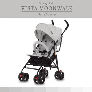 Dream On Me Vista Moonwalk Stroller | Lightweight Infant Stroller with Compact Fold | Multi-Position Recline | Canopy with Sun Visor | Perfect for Traveling and Theme Parks, Light Gray Dream On Me