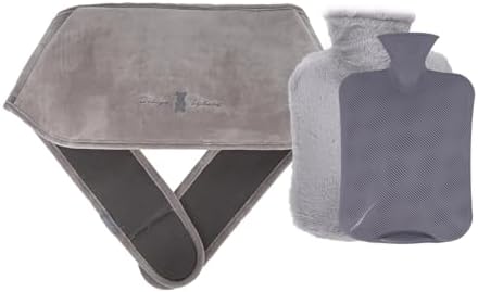 Hot Water Bag Hot Water Bottle with Soft Waist Cover Rubber Warm Water Bag Detachable Hot Water Bag for Neck and Shoulder Back Hand Legs Waist Warm Grey JUZYNOER