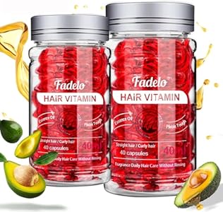 Hair Vitamins Treatment Oil Capsule - No Rinse Essence for Frizzy and Dry Damaged Hair - Rich in Vitamin A C E and Pro-Vitamin B5 - Enhanced Argan/Macadamia/Avocado Oils (4 Fl Oz (Pack of 2)) Fadelo