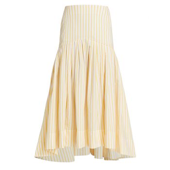 Asymmetric Striped Seersucker Maxi Skirt Rosie Assoulin